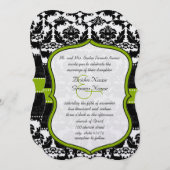 Invitation Apple Green Hearts Vintage Mariage damassé Invitat (Devant / Derrière)