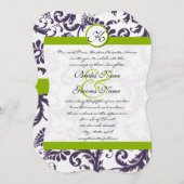 Invitation Apple Green Lapis Purple Mariage damassé Invitatio (Devant / Derrière)