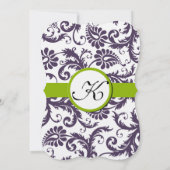 Invitation Apple Green Lapis Purple Mariage damassé Invitatio (Dos)