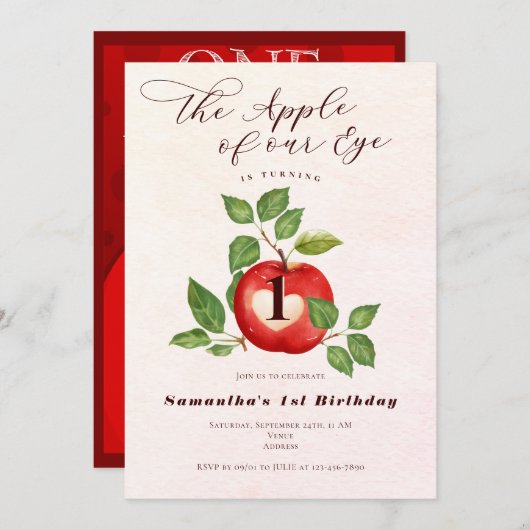 Invitation Apple of Our Eye Fall Harvest Rustique 1er anniver (Devant / Derrière)