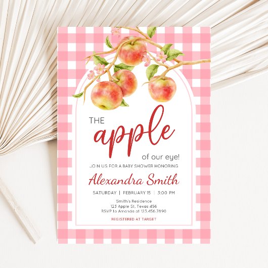 Invitation Apple of Our Eye Gingham Baby Shower