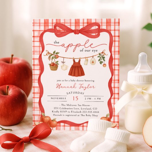 Invitation Apple of Our Eye Girl Baby Shower