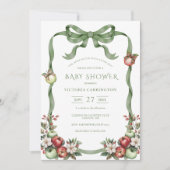 Invitation Apple of Our Eye Green Watercolor Elegant Baby (Devant)
