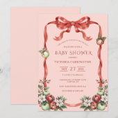 Invitation Apple of Our Eye Watercolor Blossoms Baby Shower (Devant / Derrière)