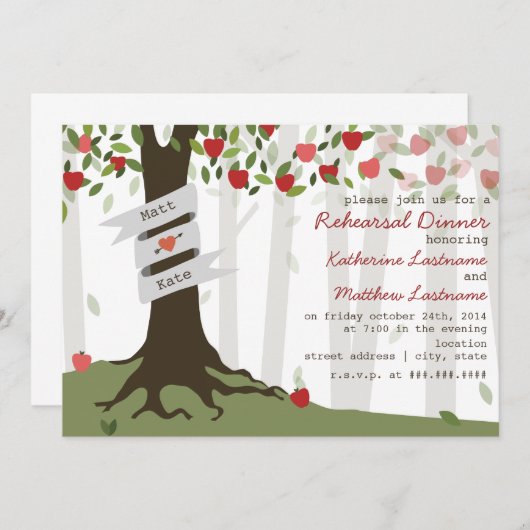 Invitation Apple Orchard Automne Répétition Automne Dîner Inv (Devant / Derrière)