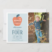 Invitation Apple Picking Blue Boy Photo Anniversaire (Devant)