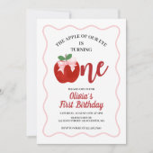 Invitation Apple Pink Bow preppy Coquette 1er anniversaire (Devant)