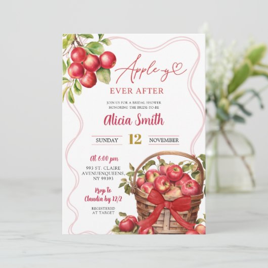 Invitation Apple Theme Red Gingham Bridal Shower (Debout devant)