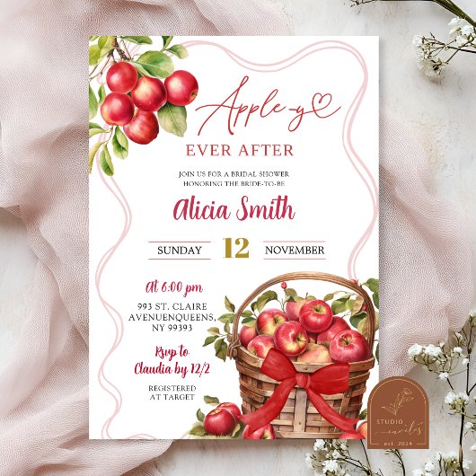 Invitation Apple Theme Red Gingham Bridal Shower