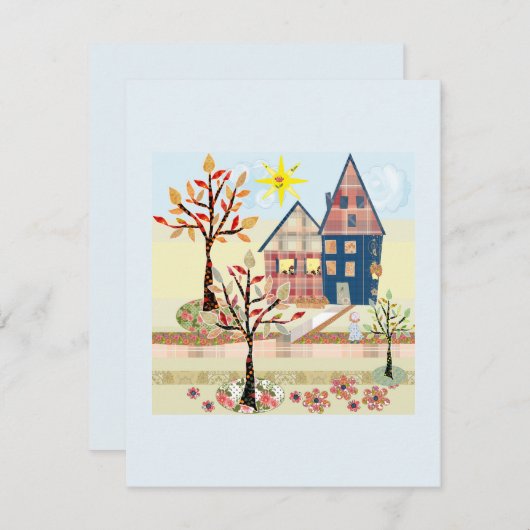 Invitation Applique, maisons, village (Devant / Derrière)