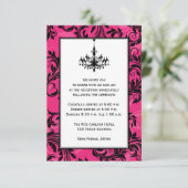 Invitation Appliques de mariage à défilement lustre rose noir (Debout devant)