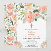 Invitation Apporter des aquarelles florales d'or fille de bap (Devant / Derrière)