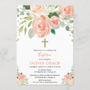 Invitation Apporter des aquarelles florales d'or fille de bap