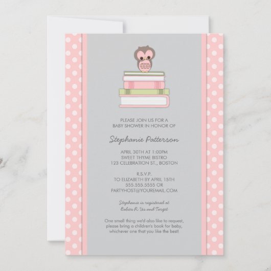 Invitation Apportez à un livre l'invitation douce de baby (Dos)