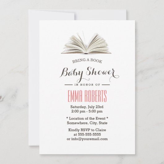Invitation Apportez un Baby shower de demande de livre (Devant)