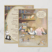 Invitation Apportez un livre Alice dans le baby shower du (Devant / Derrière)