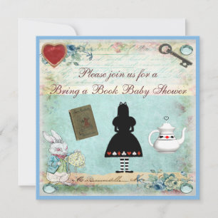 Invitation Apportez un livre Alice dans le Baby shower Wonder