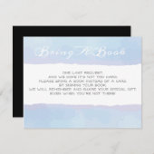 Invitation APPORTEZ UN LIVRE Baby shower D'Aquarelle Bleu (Devant / Derrière)