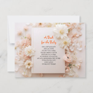Invitation APPORTEZ UN LIVRE Baby shower rose Peach