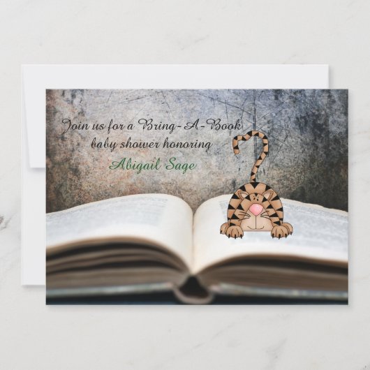 Invitation Apportez Un Livre Chat Neutre Baby shower Invitati (Devant)