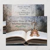 Invitation Apportez Un Livre Chat Neutre Baby shower Invitati (Devant / Derrière)