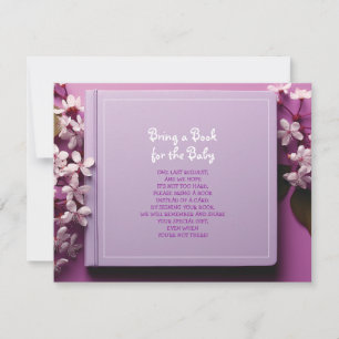 Invitation APPORTEZ UN LIVRE Lavender Flowers Baby shower Car