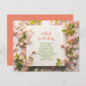 Invitation APPORTEZ UN LIVRE Peach Rose Rose Baby shower Card (Devant / Derrière)