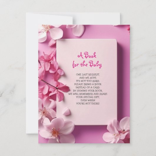 Invitation APPORTEZ UN LIVRE Pink Orchids Fuchsia Baby shower (Devant)