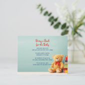 Invitation APPORTEZ UN LIVRE Teddy Bear Baby shower Card (Debout devant)