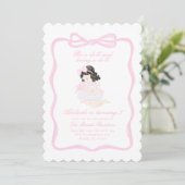 Invitation Apportez une poupée Anniversaire de la préppie gra (Debout devant)