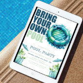 Invitation Apportez votre propre Pool Party Blue Turquoise