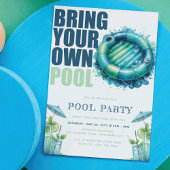 Invitation Apportez votre propre Pool Party Blue Turquoise