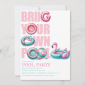 Invitation Apportez votre propre Pool Party Rose Turquoise (Devant)