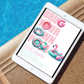 Invitation Apportez votre propre Pool Party Rose Turquoise