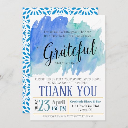 Invitation Appréciation Invitation, Reconnaissant Pour Vous (Devant / Derrière)