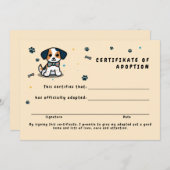 Invitation Approbation certifikate kawaii chiot (Devant / Derrière)