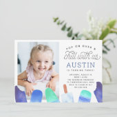 Invitation Appuyer sur | Photo Popsicle Anniversaire de enfan (Debout devant)