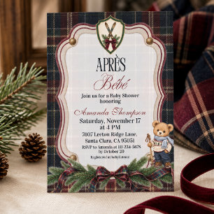 Invitation Après Bébé Preppy Ski Lodge Christmas Baby Shower