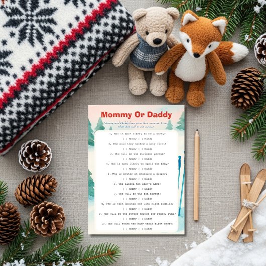 Invitation Après Bébé ski baby Guess Who Game card