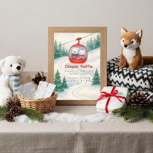 Invitation Après Bébé ski baby Woodland Diaper Raffle Table