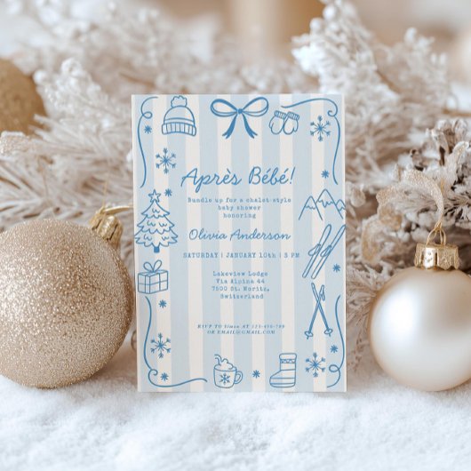 Invitation Après Bébé Winter Boy Registry QR Code Baby Shower