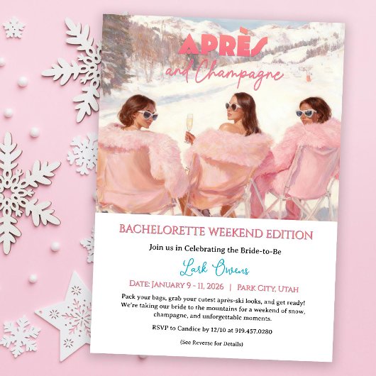 Invitation Après & Champagne Bachelorette Weekend Getaway