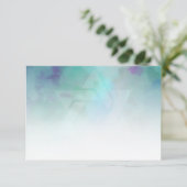 Invitation Après Cool de fête Couleurs Aqua bleu violet blanc (Debout devant)