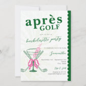 Invitation Aprés Golf Martini Coquette Arc Bow Fête de Bachel (Devant)