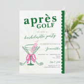 Invitation Aprés Golf Martini Coquette Bow Bachelorette Party (Debout devant)