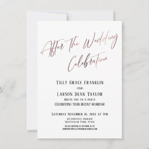 Invitation Après la célébration de mariage avec accent or ros
