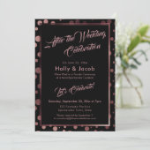 Invitation Après la célébration de mariage Bulles en or rose (Debout devant)