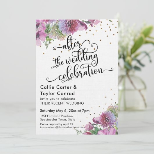 Invitation Après la célébration de mariage Confetti Fleur de (Debout devant)