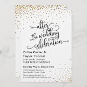 Invitation Après la célébration de mariage confettis dorés fa (Devant / Derrière)