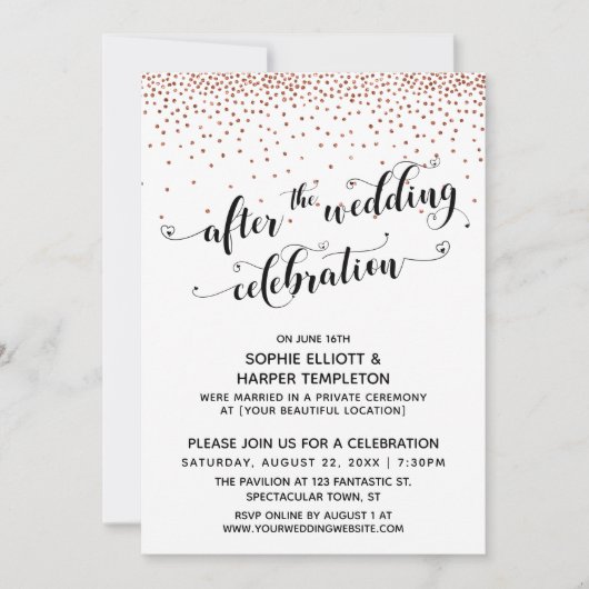 Invitation Après la célébration de mariage Confiture de cuivr (Devant)